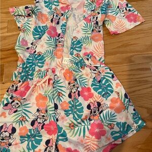 Disney Minnie Mouse Floral Pajama Set - Pink and Green